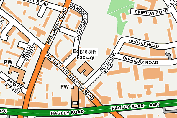 B16 8HY map - OS OpenMap – Local (Ordnance Survey)