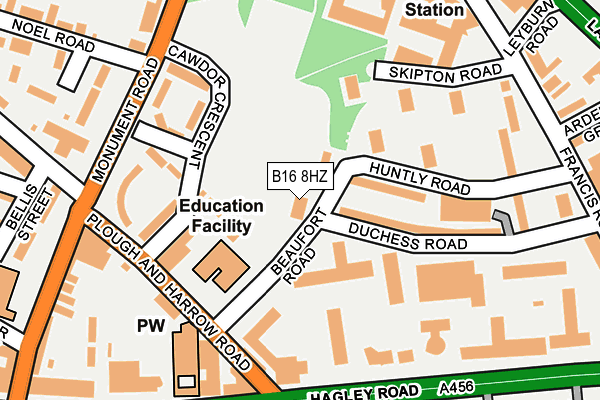 B16 8HZ map - OS OpenMap – Local (Ordnance Survey)