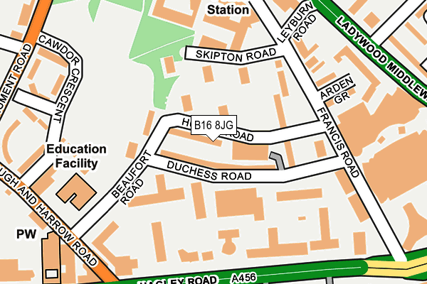 B16 8JG map - OS OpenMap – Local (Ordnance Survey)