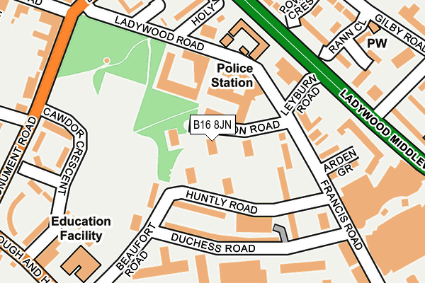 B16 8JN map - OS OpenMap – Local (Ordnance Survey)