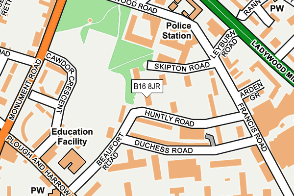 B16 8JR map - OS OpenMap – Local (Ordnance Survey)