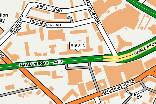 B16 8LA map - OS OpenMap – Local (Ordnance Survey)