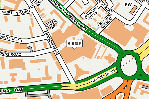 B16 8LP map - OS OpenMap – Local (Ordnance Survey)