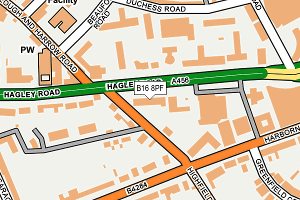 B16 8PF map - OS OpenMap – Local (Ordnance Survey)