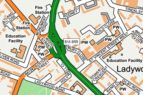 B16 8RR map - OS OpenMap – Local (Ordnance Survey)