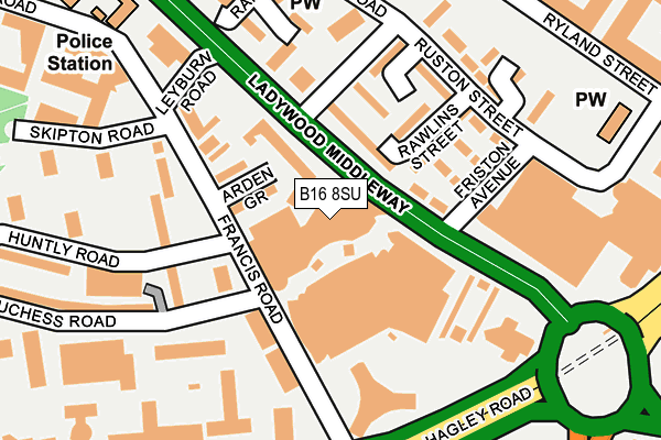 B16 8SU map - OS OpenMap – Local (Ordnance Survey)