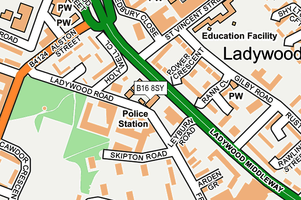 B16 8SY map - OS OpenMap – Local (Ordnance Survey)