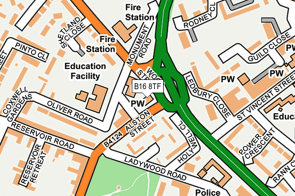 B16 8TF map - OS OpenMap – Local (Ordnance Survey)