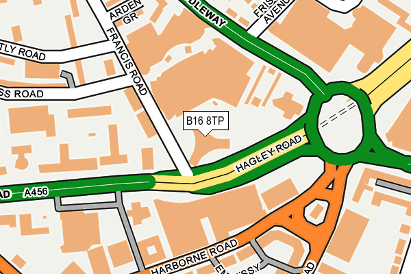 B16 8TP map - OS OpenMap – Local (Ordnance Survey)