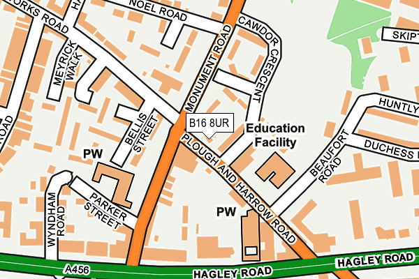 B16 8UR map - OS OpenMap – Local (Ordnance Survey)
