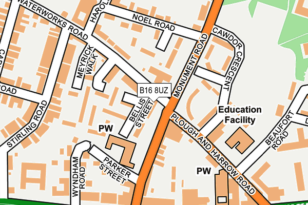 B16 8UZ map - OS OpenMap – Local (Ordnance Survey)
