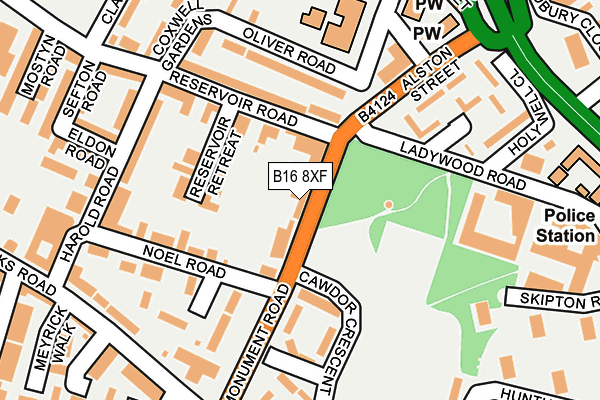 B16 8XF map - OS OpenMap – Local (Ordnance Survey)