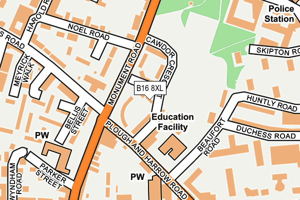 B16 8XL map - OS OpenMap – Local (Ordnance Survey)