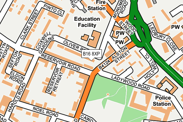B16 8XP map - OS OpenMap – Local (Ordnance Survey)