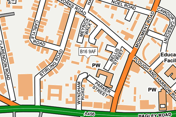 B16 9AF map - OS OpenMap – Local (Ordnance Survey)