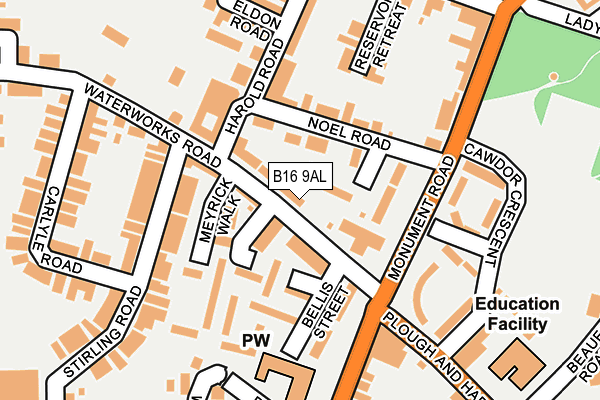 B16 9AL map - OS OpenMap – Local (Ordnance Survey)