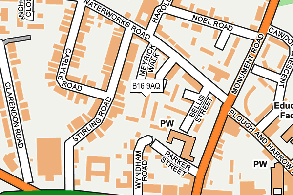 B16 9AQ map - OS OpenMap – Local (Ordnance Survey)