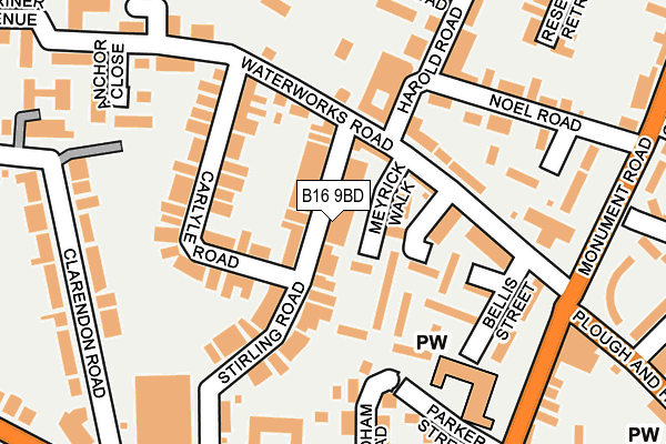 B16 9BD map - OS OpenMap – Local (Ordnance Survey)
