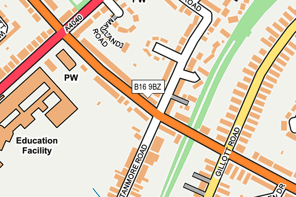 B16 9BZ map - OS OpenMap – Local (Ordnance Survey)