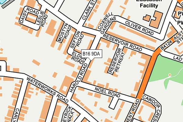 B16 9DA map - OS OpenMap – Local (Ordnance Survey)