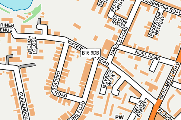 B16 9DB map - OS OpenMap – Local (Ordnance Survey)