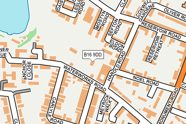 B16 9DD map - OS OpenMap – Local (Ordnance Survey)