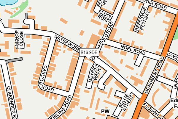 B16 9DE map - OS OpenMap – Local (Ordnance Survey)