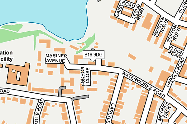 B16 9DG map - OS OpenMap – Local (Ordnance Survey)