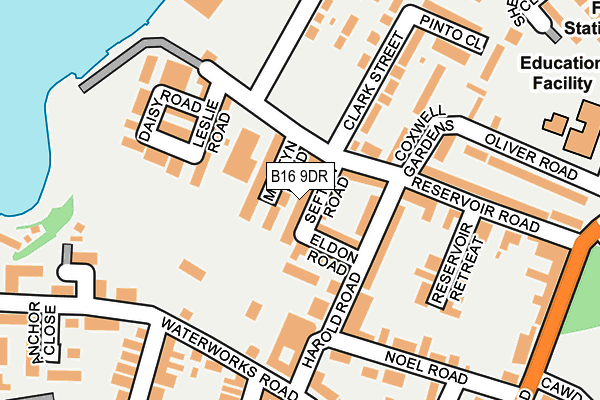 B16 9DR map - OS OpenMap – Local (Ordnance Survey)