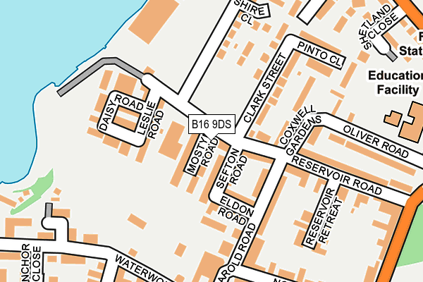 B16 9DS map - OS OpenMap – Local (Ordnance Survey)