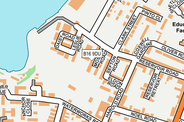 B16 9DU map - OS OpenMap – Local (Ordnance Survey)