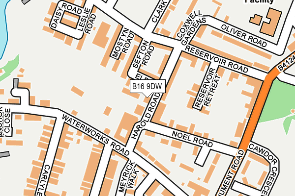B16 9DW map - OS OpenMap – Local (Ordnance Survey)