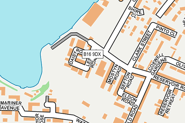 B16 9DX map - OS OpenMap – Local (Ordnance Survey)
