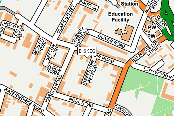 B16 9EG map - OS OpenMap – Local (Ordnance Survey)