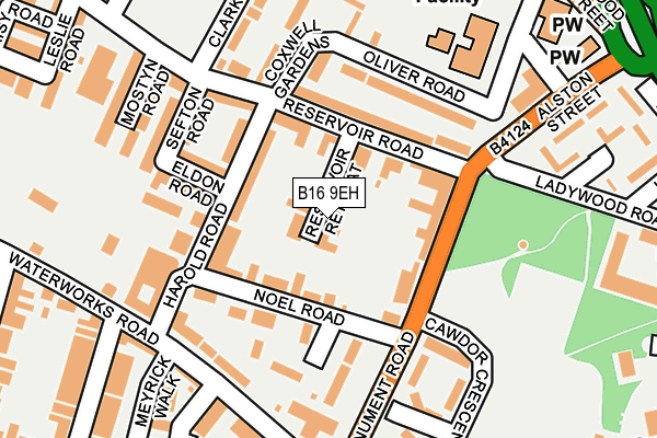 B16 9EH map - OS OpenMap – Local (Ordnance Survey)