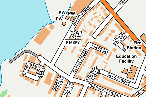 B16 9EY map - OS OpenMap – Local (Ordnance Survey)
