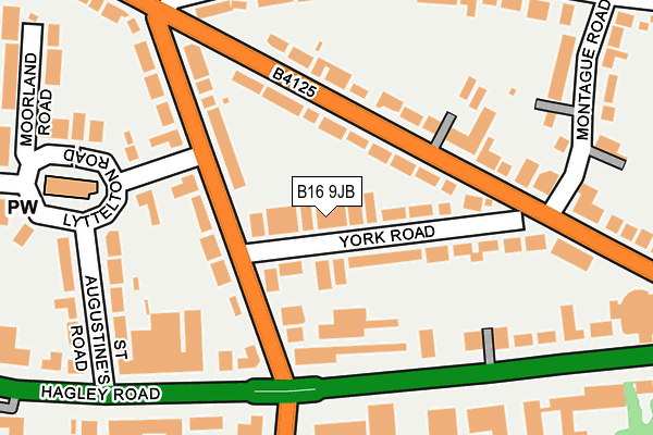 B16 9JB map - OS OpenMap – Local (Ordnance Survey)