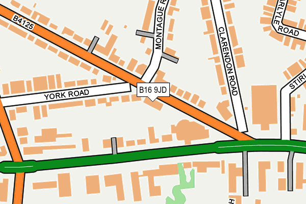 B16 9JD map - OS OpenMap – Local (Ordnance Survey)