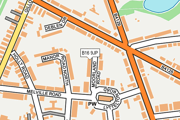 B16 9JP map - OS OpenMap – Local (Ordnance Survey)