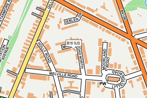 B16 9JS map - OS OpenMap – Local (Ordnance Survey)