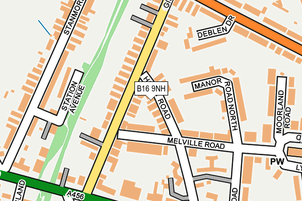 B16 9NH map - OS OpenMap – Local (Ordnance Survey)