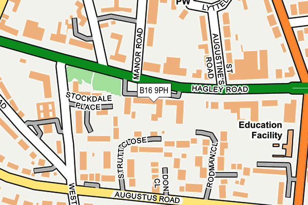 B16 9PH map - OS OpenMap – Local (Ordnance Survey)