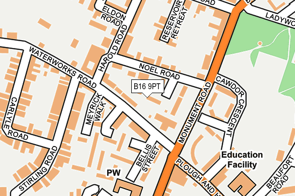 B16 9PT map - OS OpenMap – Local (Ordnance Survey)