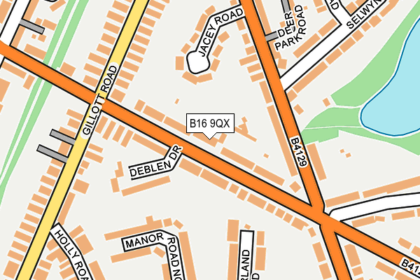 B16 9QX map - OS OpenMap – Local (Ordnance Survey)