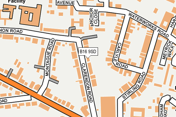 B16 9SD map - OS OpenMap – Local (Ordnance Survey)