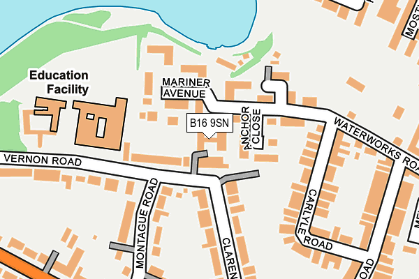 B16 9SN map - OS OpenMap – Local (Ordnance Survey)