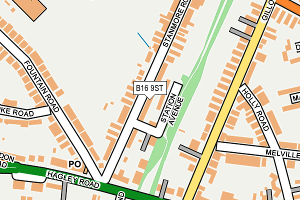 B16 9ST map - OS OpenMap – Local (Ordnance Survey)