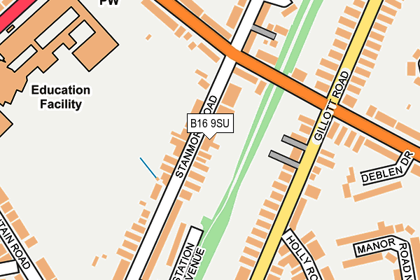 B16 9SU map - OS OpenMap – Local (Ordnance Survey)