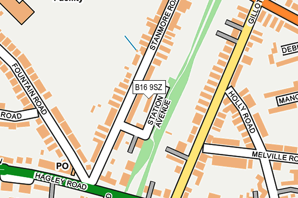 B16 9SZ map - OS OpenMap – Local (Ordnance Survey)