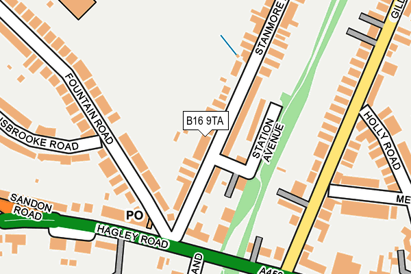 B16 9TA map - OS OpenMap – Local (Ordnance Survey)